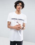 Criminal Damage T-shirt In White With Usa Sport Logo - White