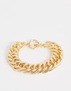 Asos Design Bracelet In Curb Chain With Toggle Detail In Gold Tone - Gold