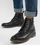 Base London Wide Fit Hockney Lace Up Boots In Black - Black