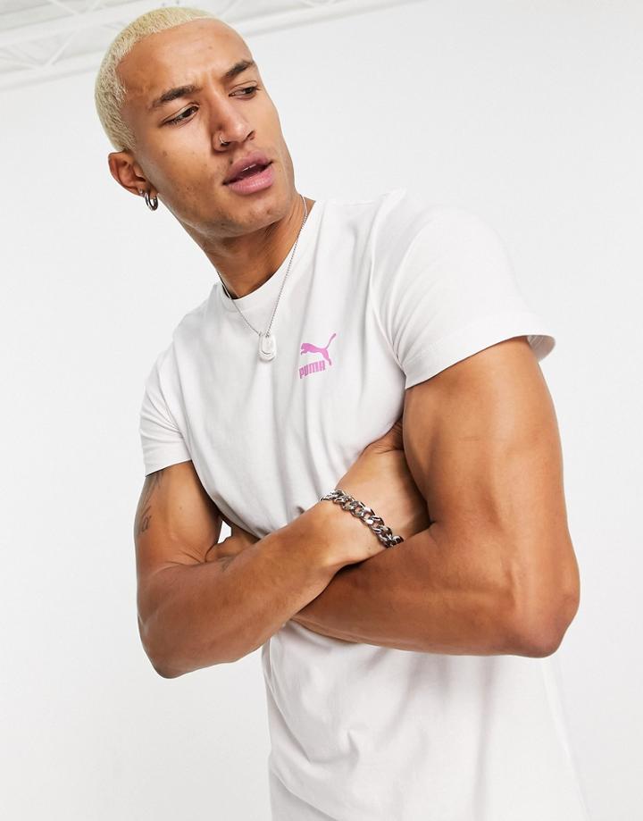 Puma Classics Pop Logo T-shirt In White - Exclusive To Asos