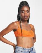 Sndys X Molly King Ribbed Bust Detail Crop Top In Orange