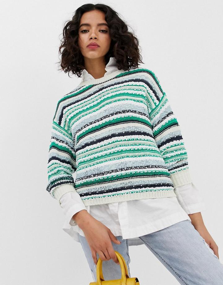 Vero Moda Stripe Texture Sweater - Green