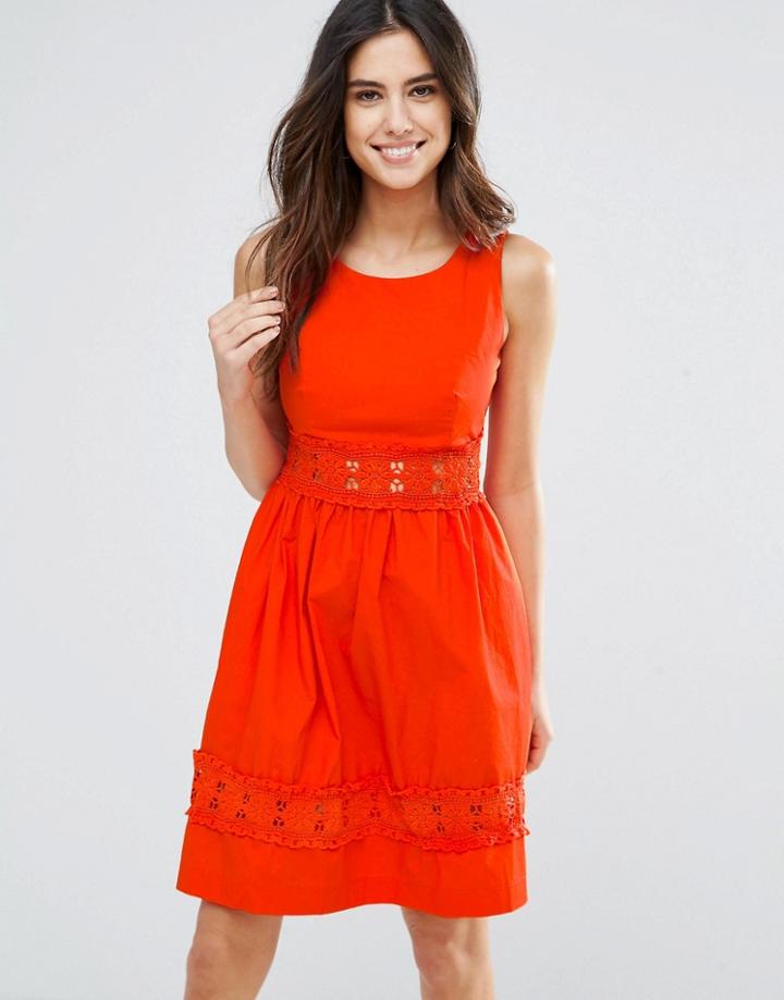 Louche Larkspur Dress With Crochet Trim - Red