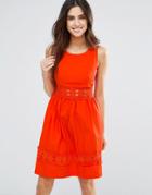 Louche Larkspur Dress With Crochet Trim - Red