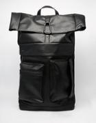 Dark Future Backpack With Straps In Faux Leather - Black