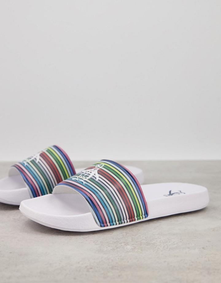 Original Penguin Logo Slides In Multi Stripe