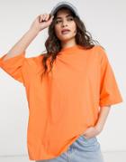 Asos Design Super Oversized T-shirt With Side Splits In Orange