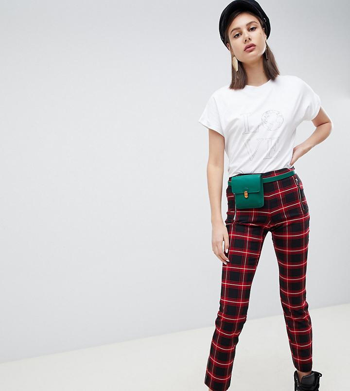 Mango Red Check Peg Pants