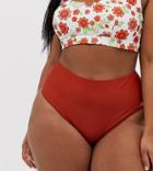 Peek & Beau Curve Exclusive Eco High Waist Bikini Bottom In Redwood - Orange