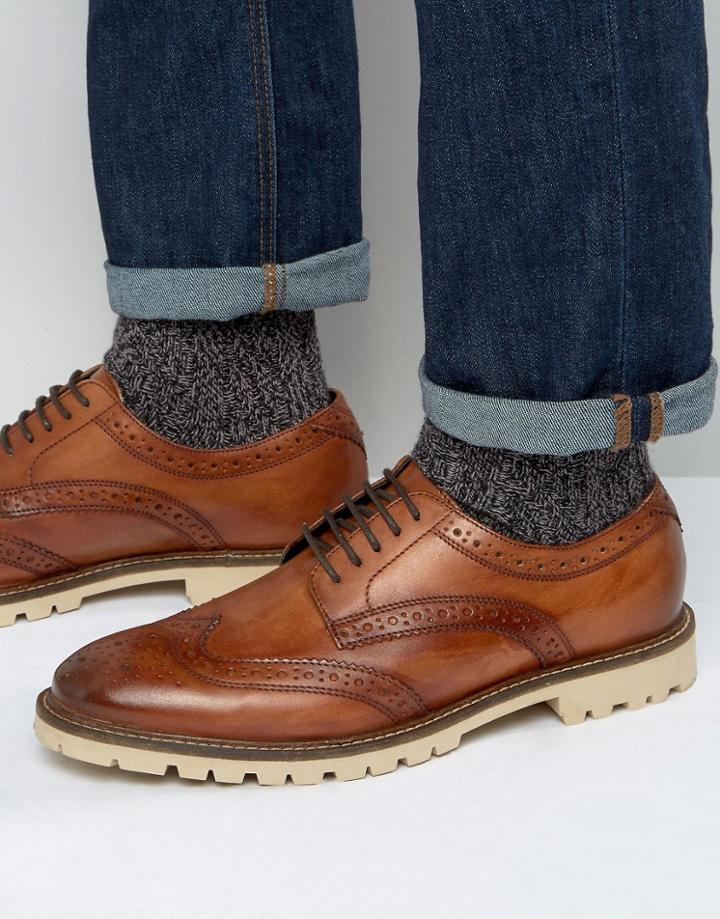Base London Raid Derby Brogue Shoes - Tan