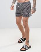 Kiss This! Mono Gingham Swim Shorts - Black