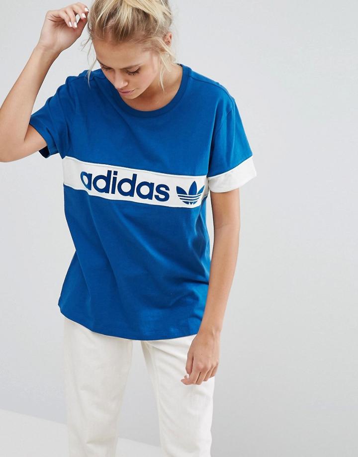 Adidas Originals Retro Panel Logo T-shirt - Blue