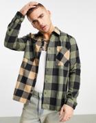 Bolongaro Trevor Plaid Shirt In Green And Beige-black