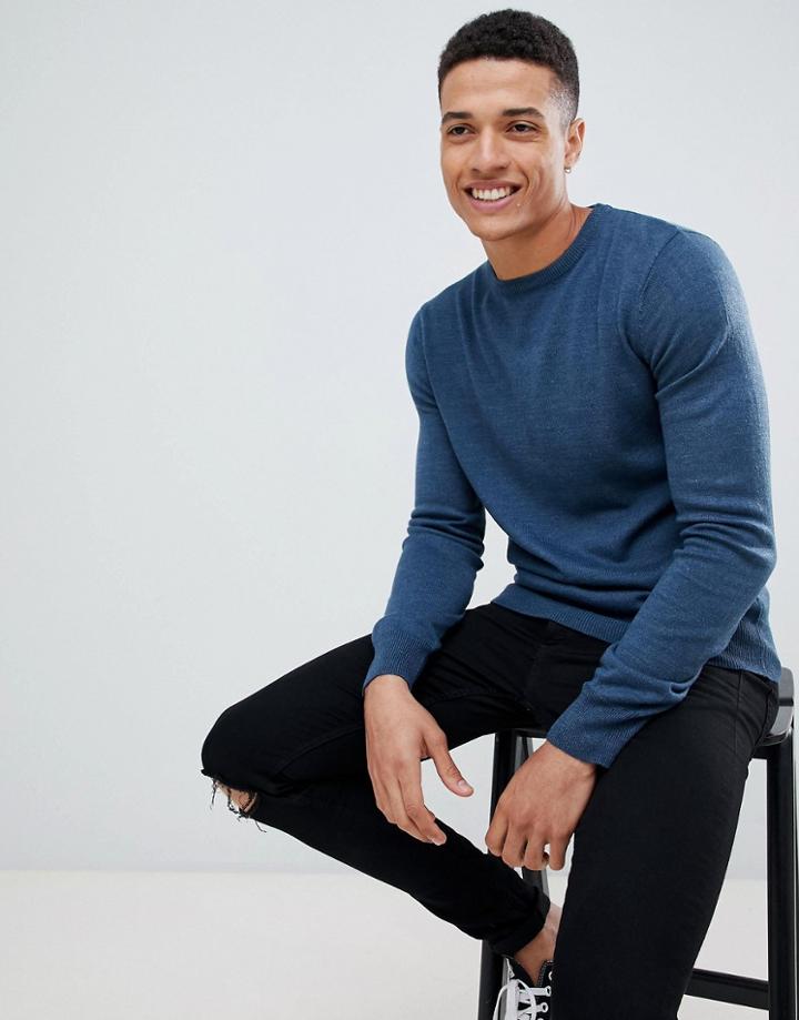 Brave Soul Crew Neck Sweater - Blue