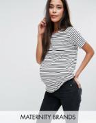 New Look Maternity Stripe T-shirt - White