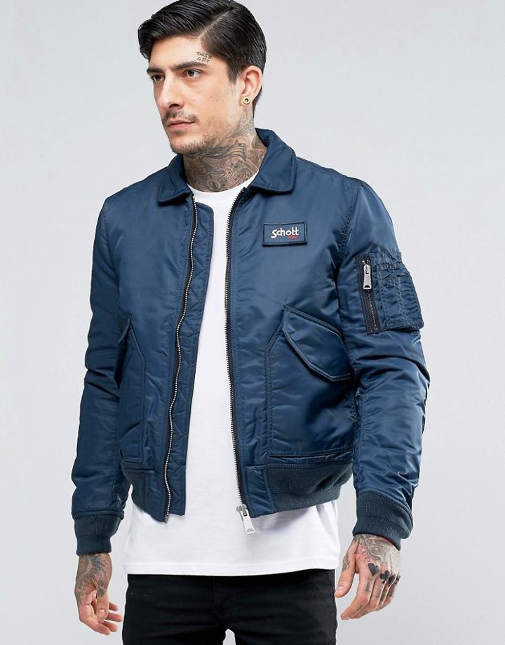 Schott Nylon Flight Bomber - Navy