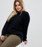 Asos Design Curve Jumper In Fluffy Yarn With Crew Neck - Black