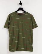 Tommy Hilfiger Lounge T-shirt With All Over Logo In Green