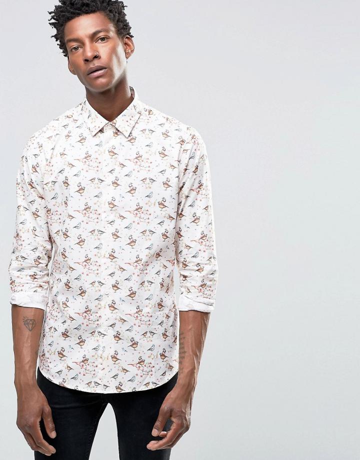 Devils Advocate Printed Slim Fit Shirt - Blue