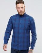 Wrangler Buttondown Shirt In Blue Overdyed Subtle Check - Limoges