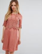 Vila Lace Overlay Dress - Pink