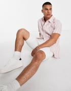 Topman Striped Linen Mix Shirt In Pink