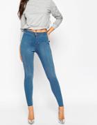Asos Rivington High Waisted Denim Jeggings In Orchid Wash - Midwash Blue