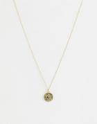 Asos Design Curve Gold Plated Sterling Silver Necklace With Vintage Style Coin Charm - Gold
