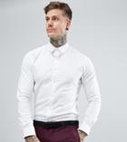 Noose & Monkey Skinny Smart Shirt With Collar Chain - White