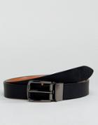 Smith And Canova Reversible Leather Skinny Belt - Black