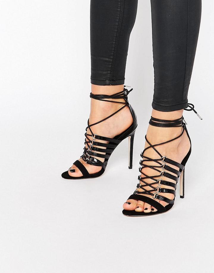 Asos Hurricane Lace Up Heeled Sandals - Black