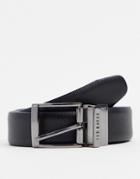 Ted Baker Maaple Reversible Woodgrain Leather Belt In Black