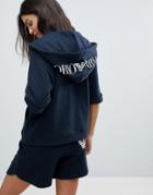 Emporio Armani Logo Hood 3/4 Sleeve Hoodie - Navy