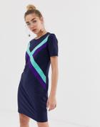 Monki Sport Stripe T-shirt Dress-navy