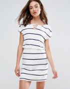 Only You Kayla Drawstring Stripe Dress - White