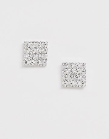 Krystal London Square Tile Stud Earrings-clear