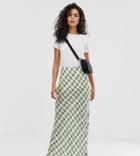Asos Design Tall Check Print Bias Cut City Maxi Skirt - Multi