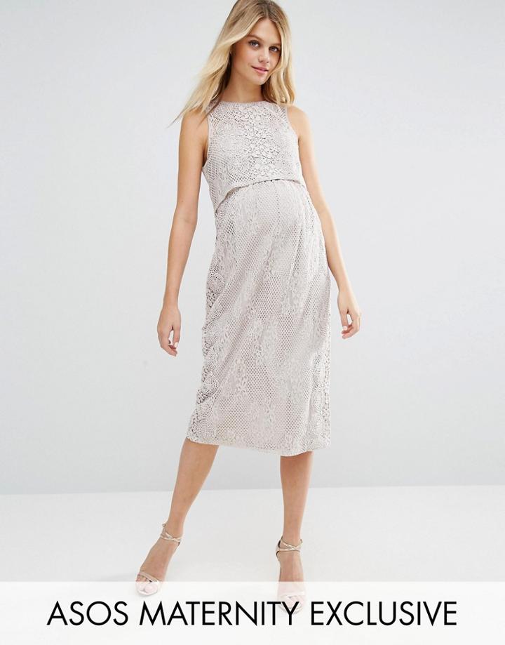 Asos Maternity Double Layer Lace Column Dress - Purple