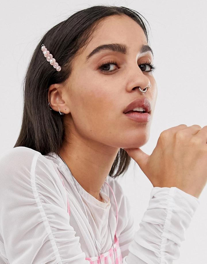 Margherita Pink Resin & Pearl Hair Clip