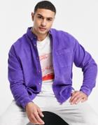 Asos Design 90s Oversized Cord Shirt In Purple