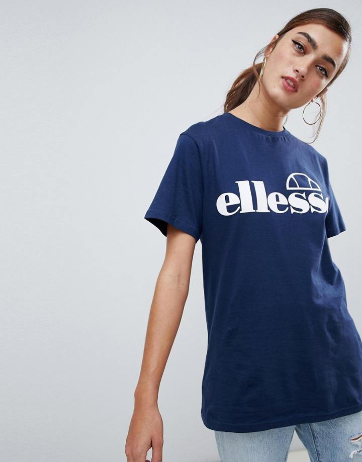 Ellesse Boyfriend T-shirt With Front Logo - Navy