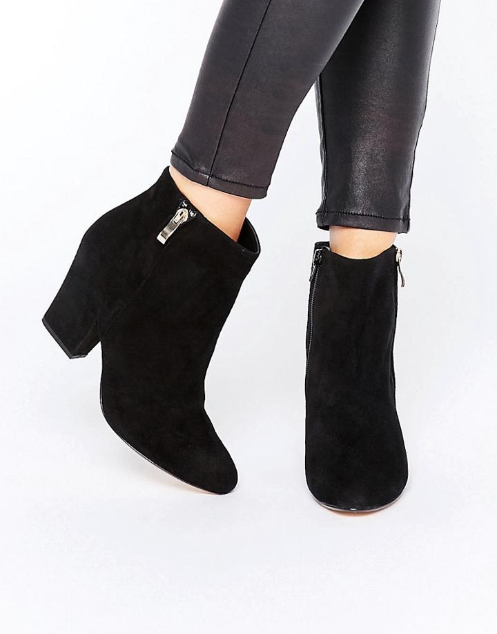 Dune Orla Side Zip Kitten Heel Boots - Black