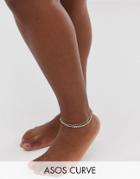 Asos Design Curve Pack Of 3 Anklets With Dot Dash And Disc In Gold Tone - Gold