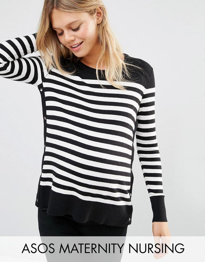 Asos Maternity Nursing Sweater With Popper Side - Multi