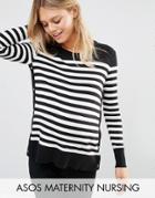 Asos Maternity Nursing Sweater With Popper Side - Multi