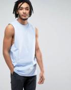 Asos Longline Tank With Dropped Armhole In Blue - Blue