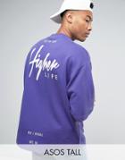 Asos Tall Oversized Sweatshirt With Higher Life Print - Purple