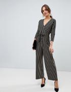 Y.a.s Stripe Wrap Jumpsuit With Wide Leg - Multi