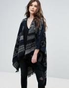 Vero Moda Printed Poncho - Black