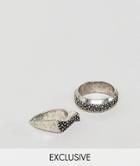 Reclaimed Vintage Inspired Textured Band & Signet Ring In 2 Pack Exclusive To Asos - Silver